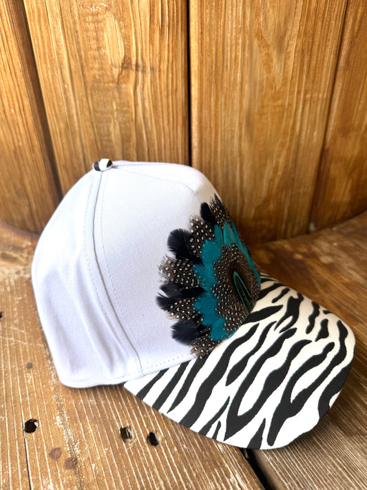Zebra Feather Trucker