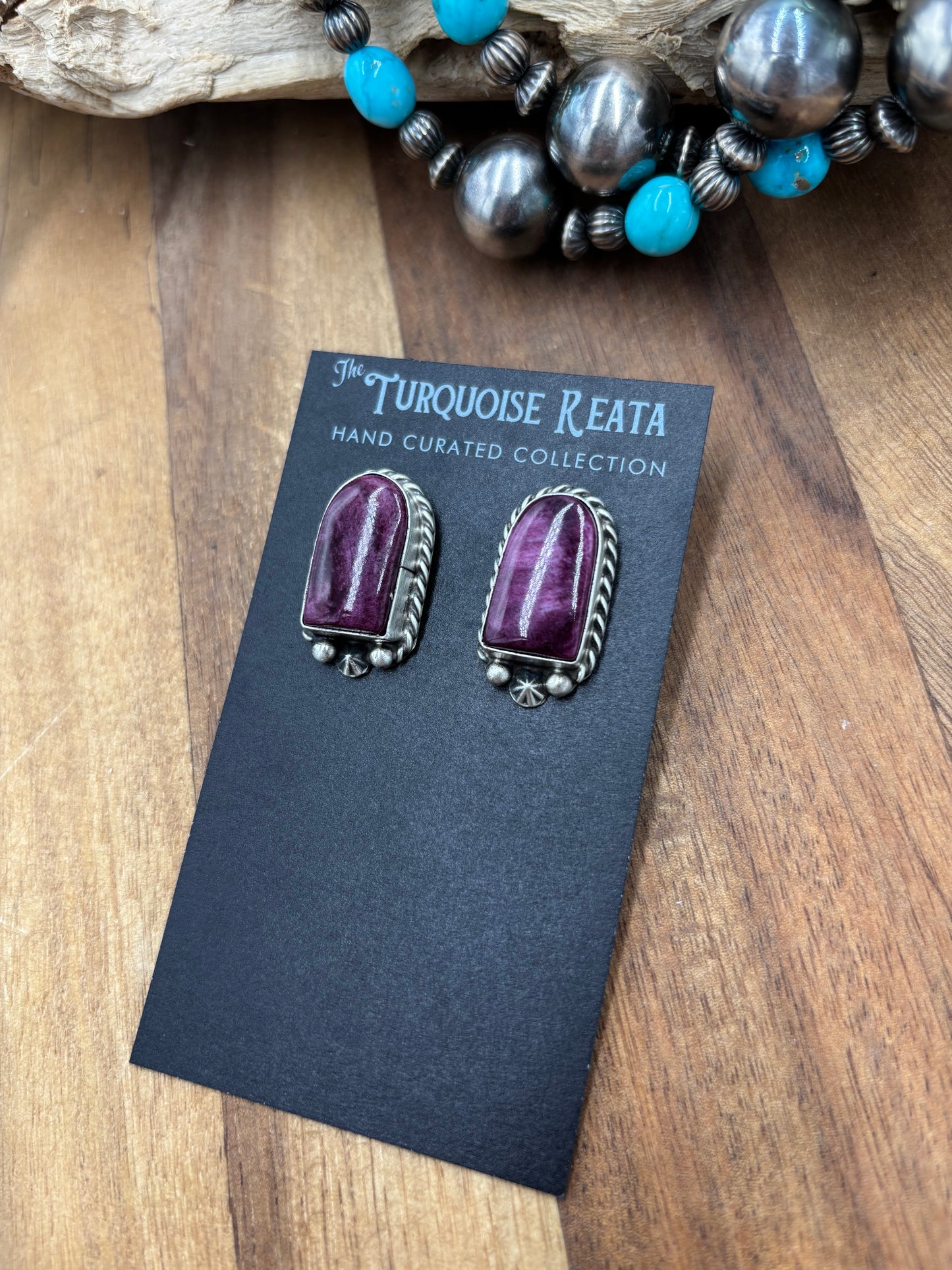 Purple Spiny #826-8A Earrings by Chassity Belone, Navajo