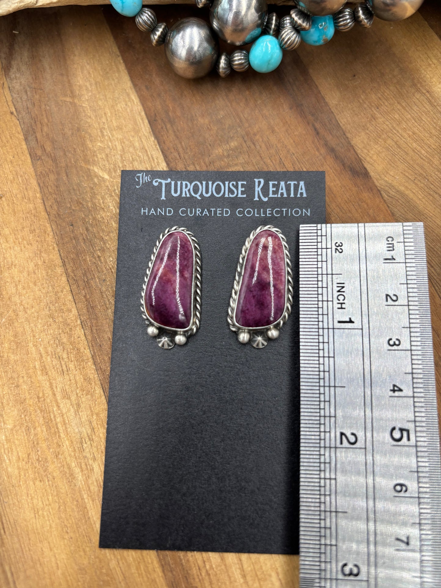 Purple Spiny #826-8B Earrings by Chassity Belone, Navajo