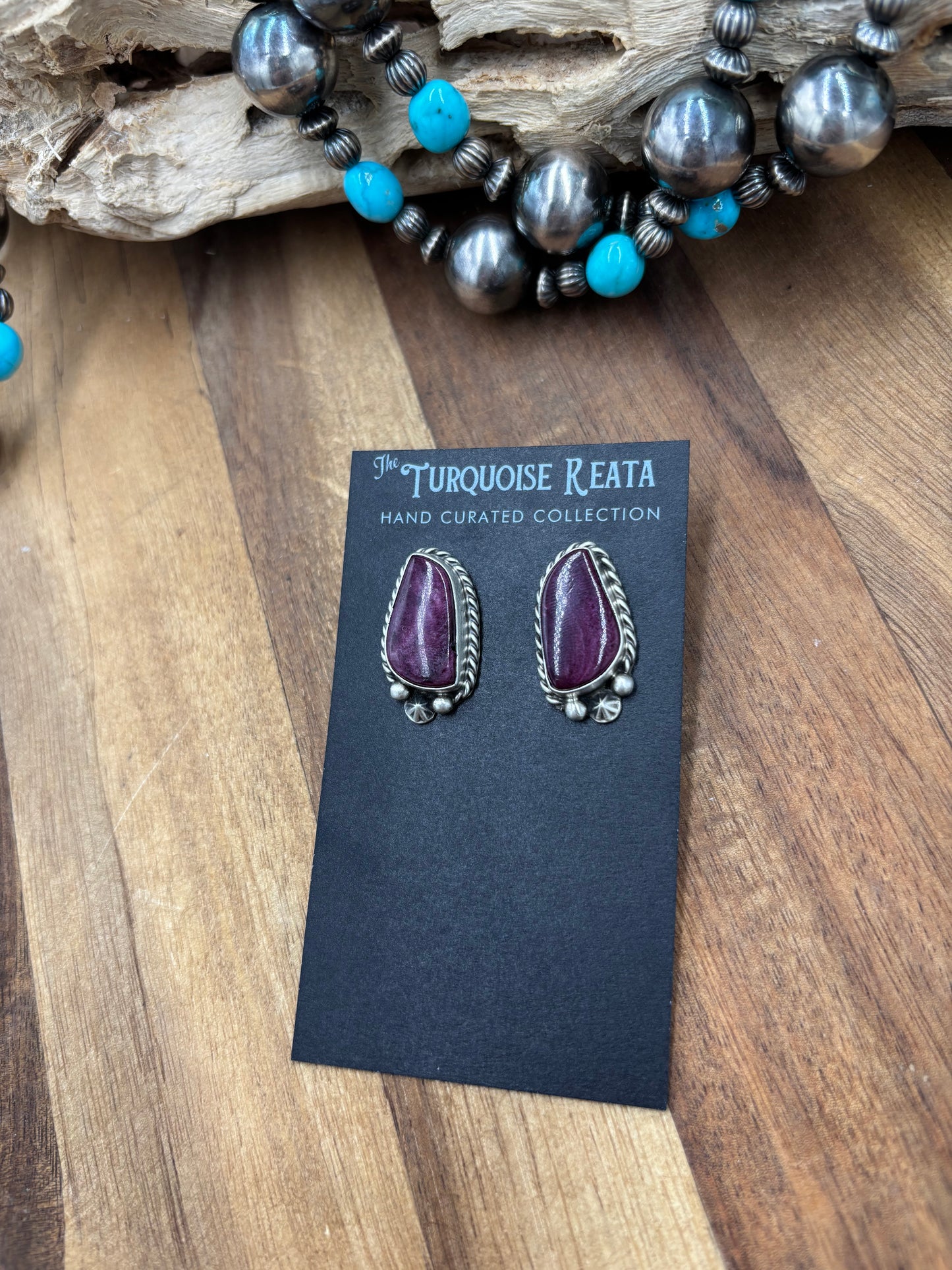 Purple Spiny #826-8F Earrings by Chassity Belone, Navajo