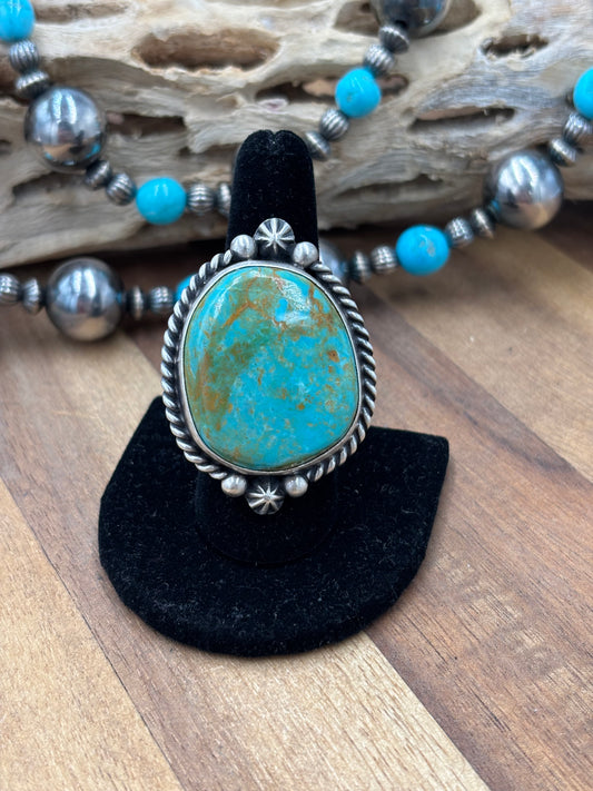 Kingman Turquoise #725-1 Adjustable Ring by Dixon, Navajo