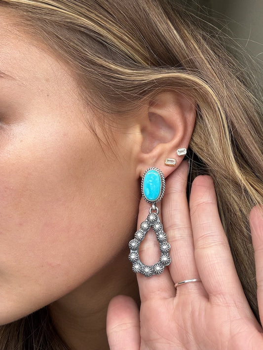 Kingman Turquoise #812-8B Earrings by Kevin Billah, Navajo