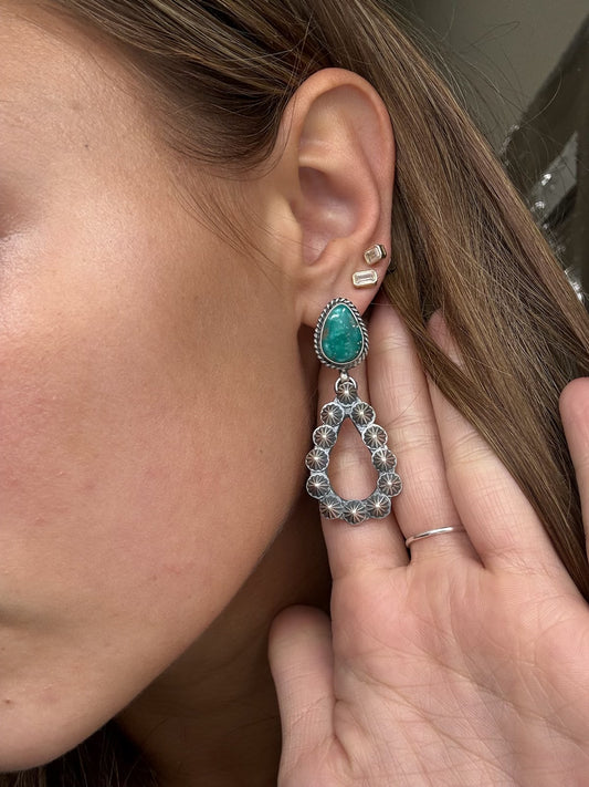 Kingman Turquoise #812-6D Earrings by Kevin Billah, Navajo