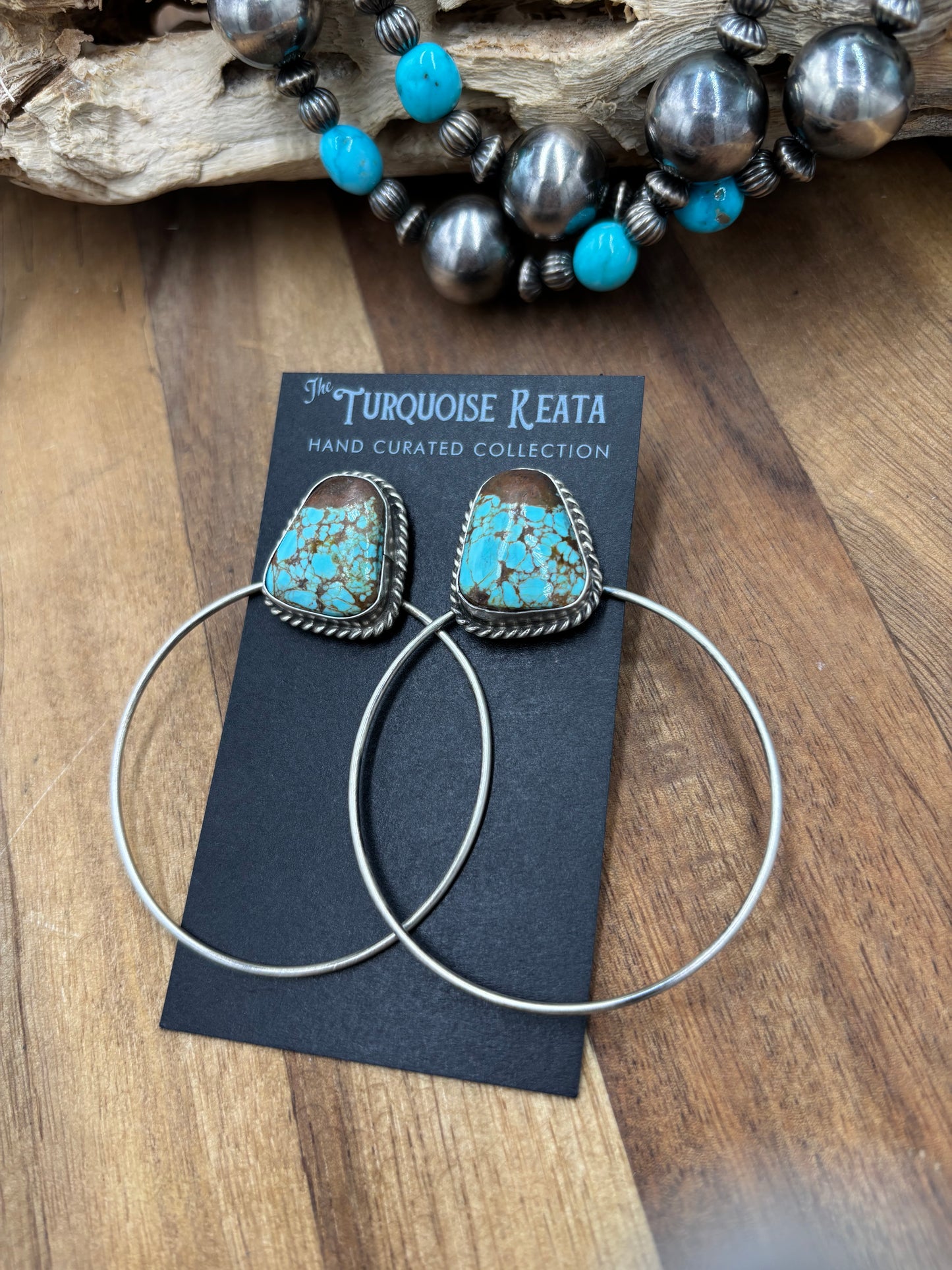 Mine #8 #826-2D Hoop Earrings by Elouise Kee, Navajo