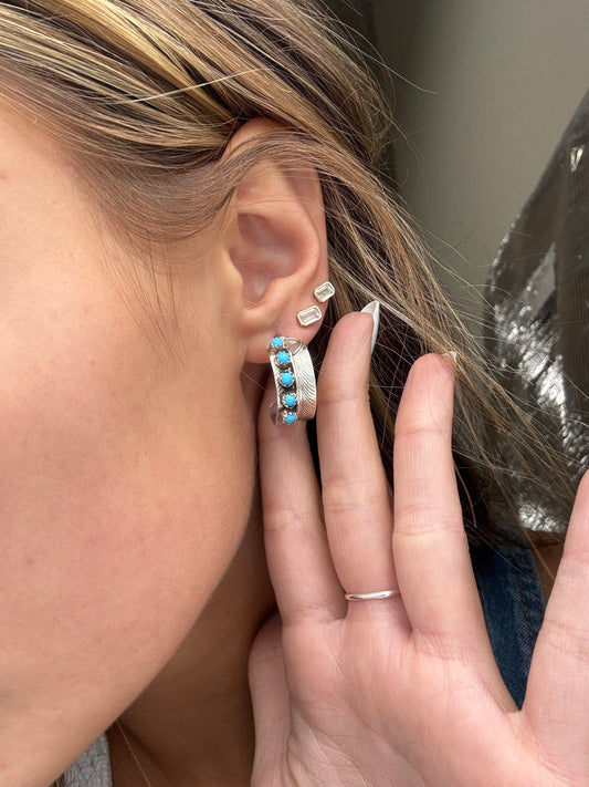 Turquoise Earrings #825-7 by Chester Charley, Navajo