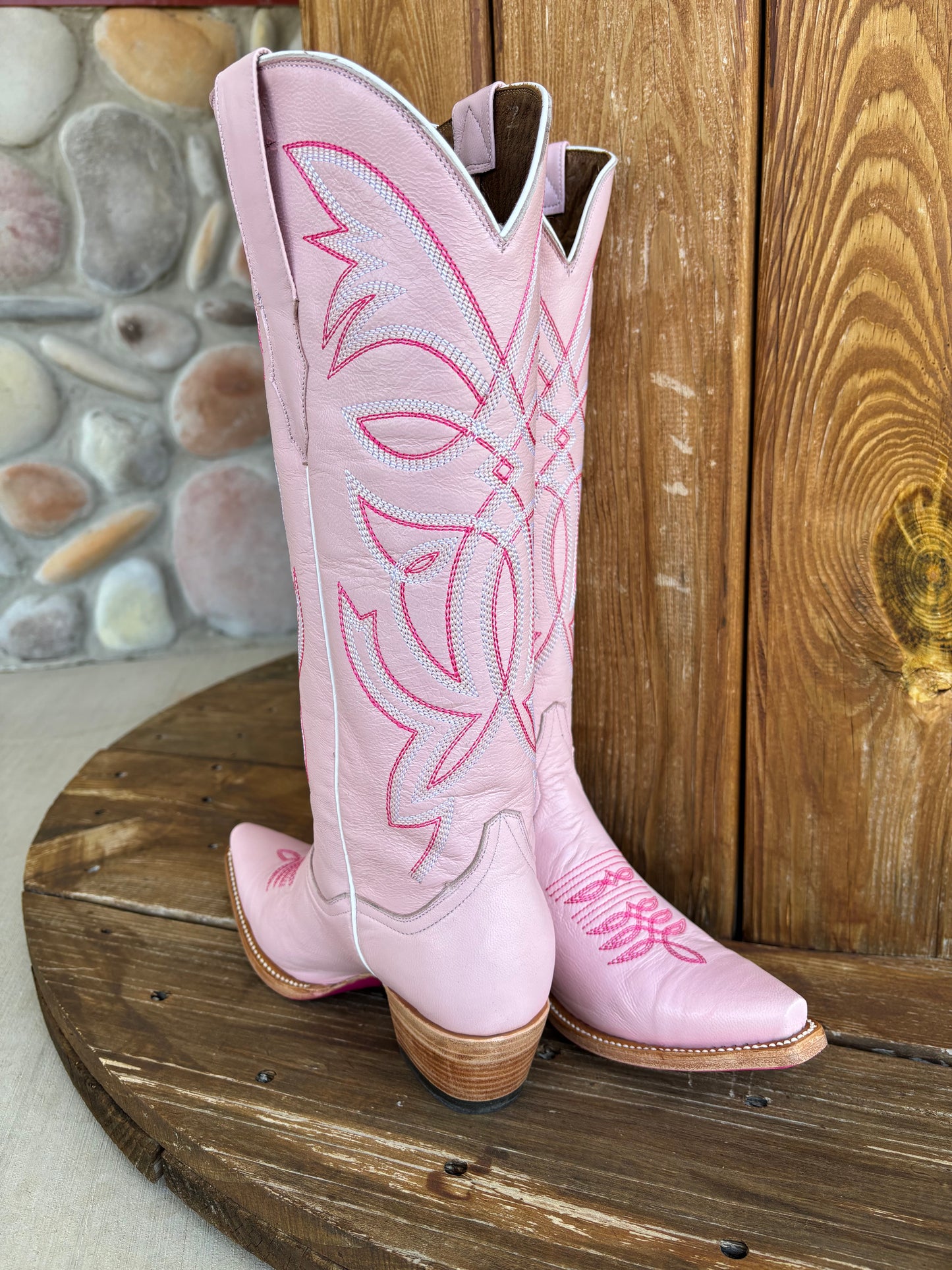 The Pink Pony Club Signature Turquoise Reata Boot- Pink Bottom Snip Toe