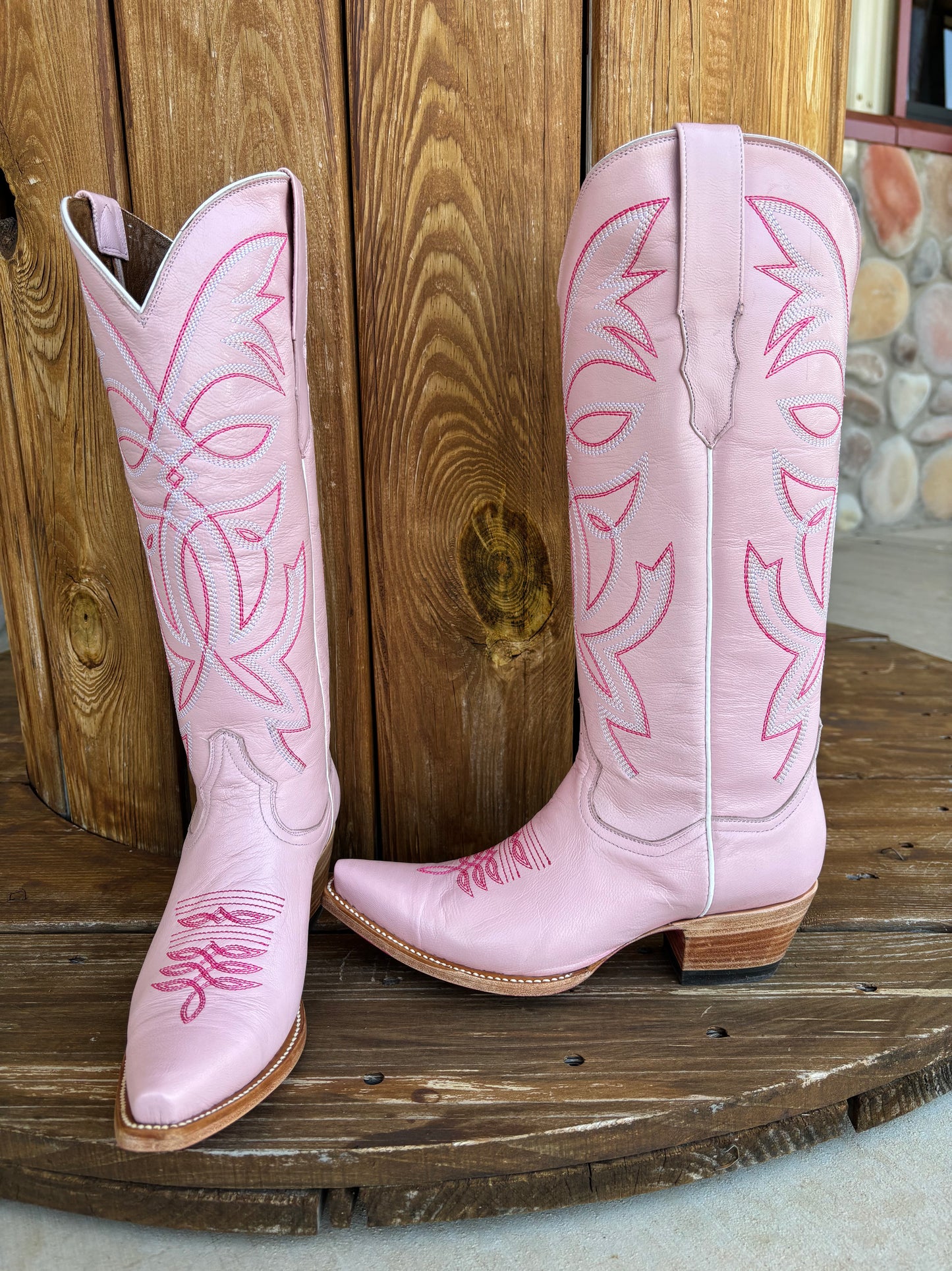 The Pink Pony Club Signature Turquoise Reata Boot- Pink Bottom Snip Toe
