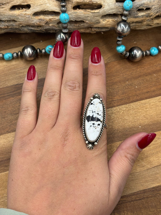 White Buffalo #927-4 Adjustable Ring by Judith Dixon, Navajo