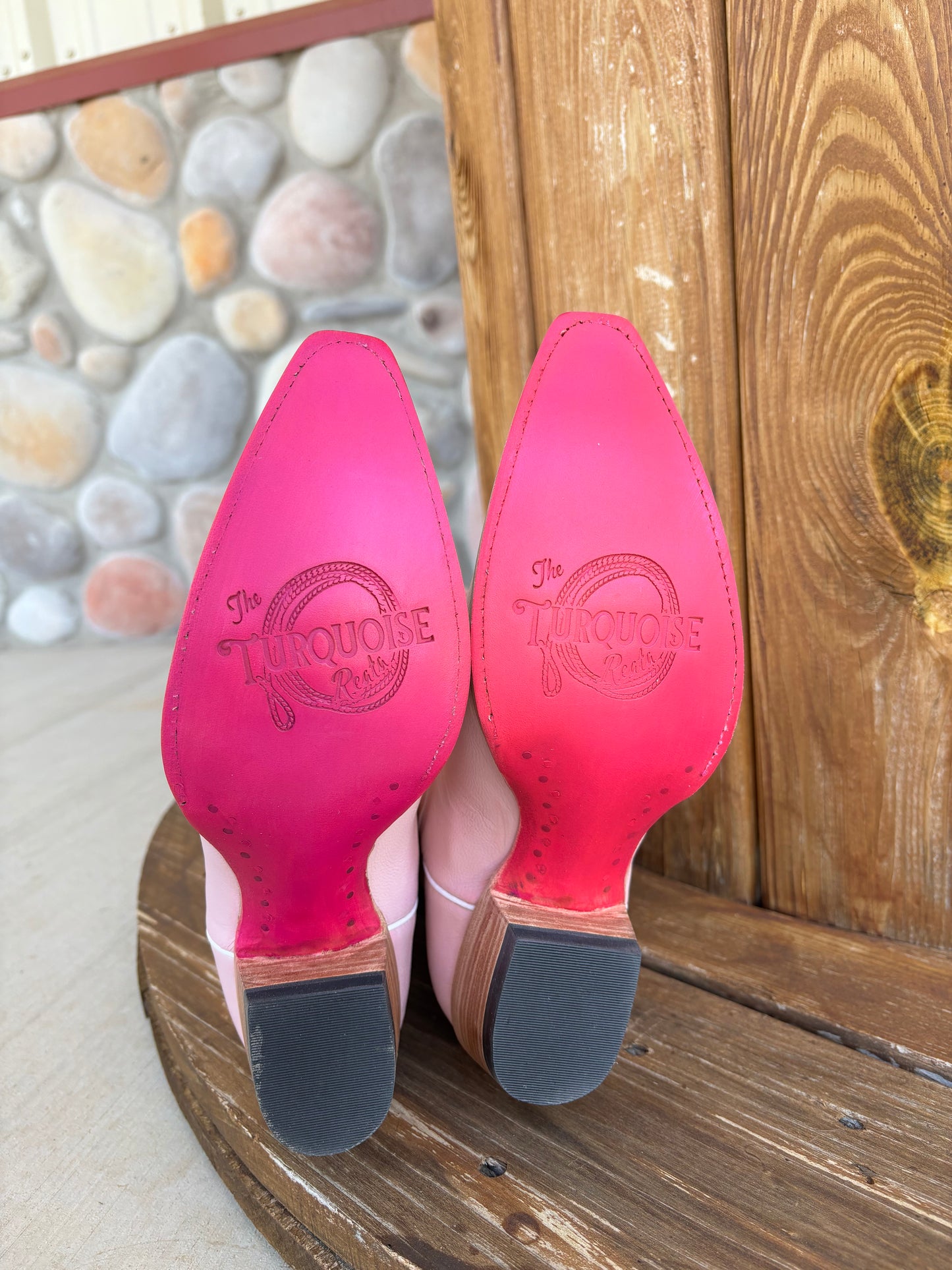 The Pink Pony Club Signature Turquoise Reata Boot- Pink Bottom Snip Toe