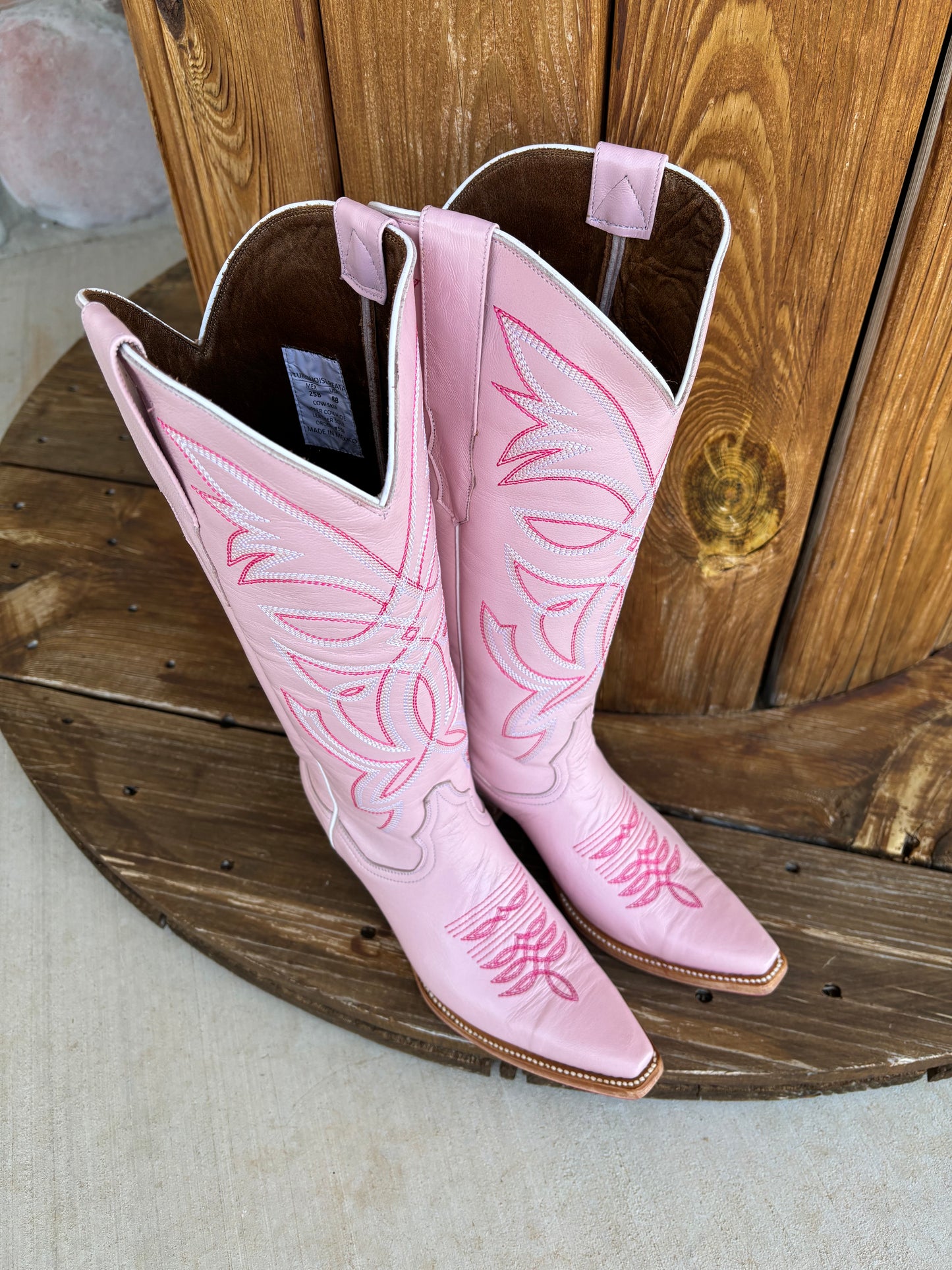 The Pink Pony Club Signature Turquoise Reata Boot- Pink Bottom Snip Toe