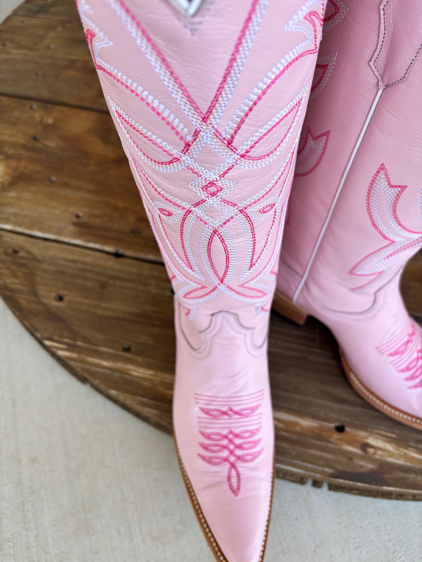 The Pink Pony Club Signature Turquoise Reata Boot- Pink Bottom Snip Toe