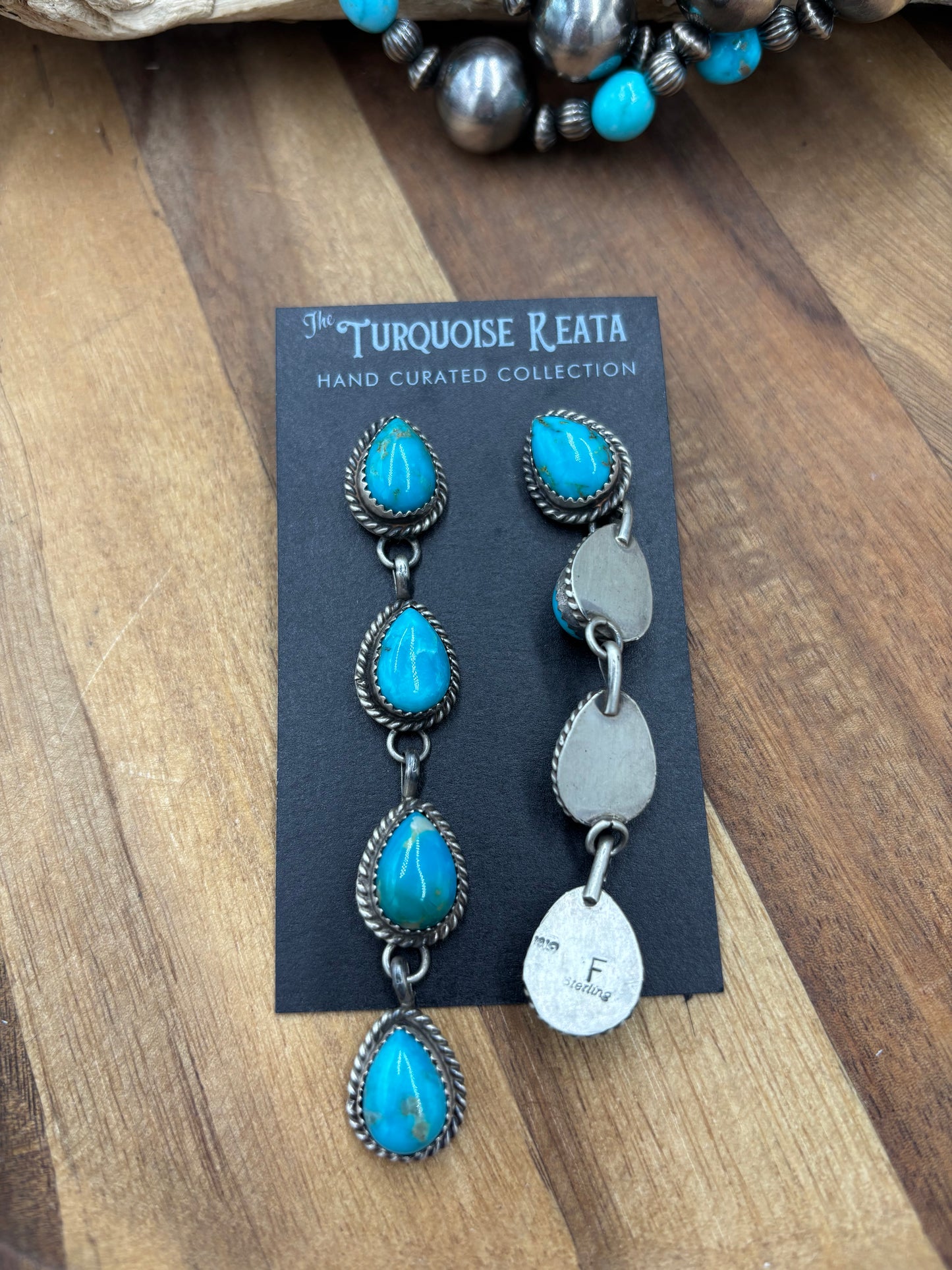 Turquoise Earrings #825-A by Freda Martinez, Navajo
