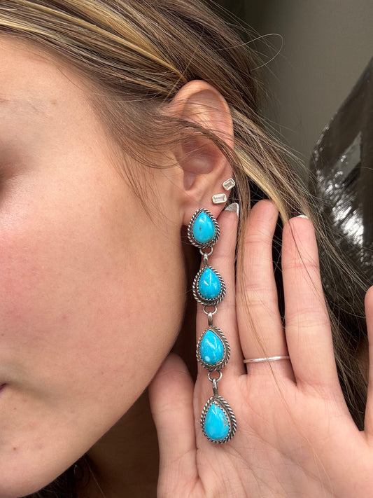 Turquoise Earrings #825-B by Freda Martinez, Navajo