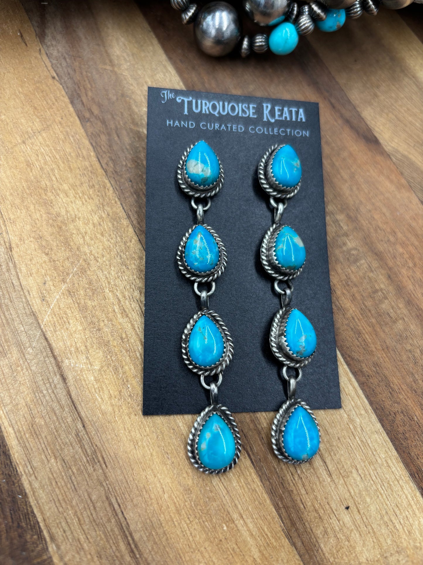 Turquoise Earrings #825-C by Freda Martinez, Navajo