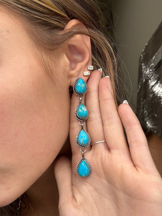 Turquoise Earrings #825-C by Freda Martinez, Navajo