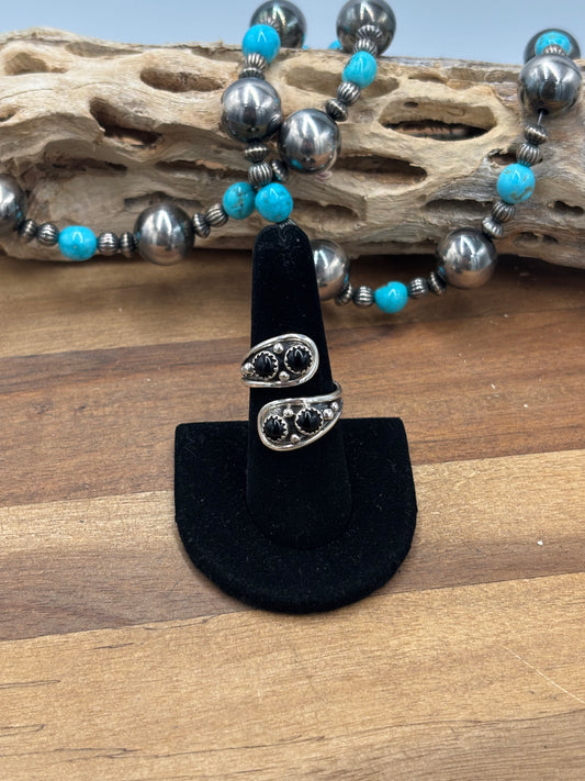 Black Onyx #930-9 Ring Adjustable to Sizes 7-9