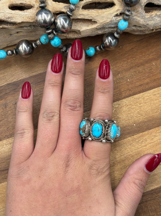 Turquoise #930-14 Size 10 Ring by Richard C Jim, Navajo