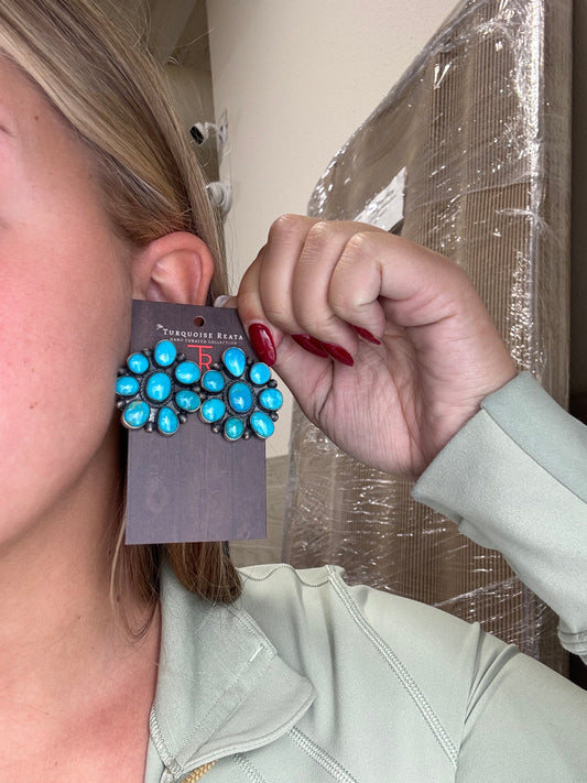 Turquoise #930-15 Cluster Earrings by Tricia Smith, Navajo