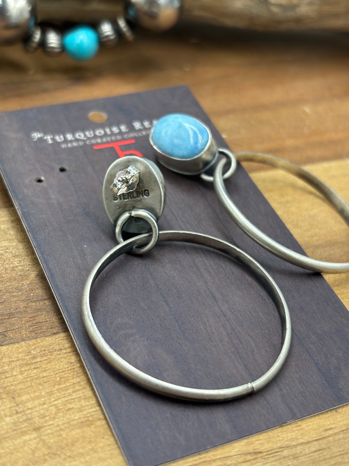 Golden Hills #930-17 Turquoise Hoop Earrings