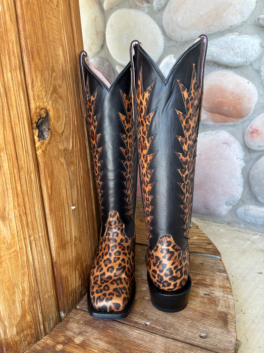 Signature Turquoise Reata Boot – The Nala Leopard Square Rodeo Toe Boot