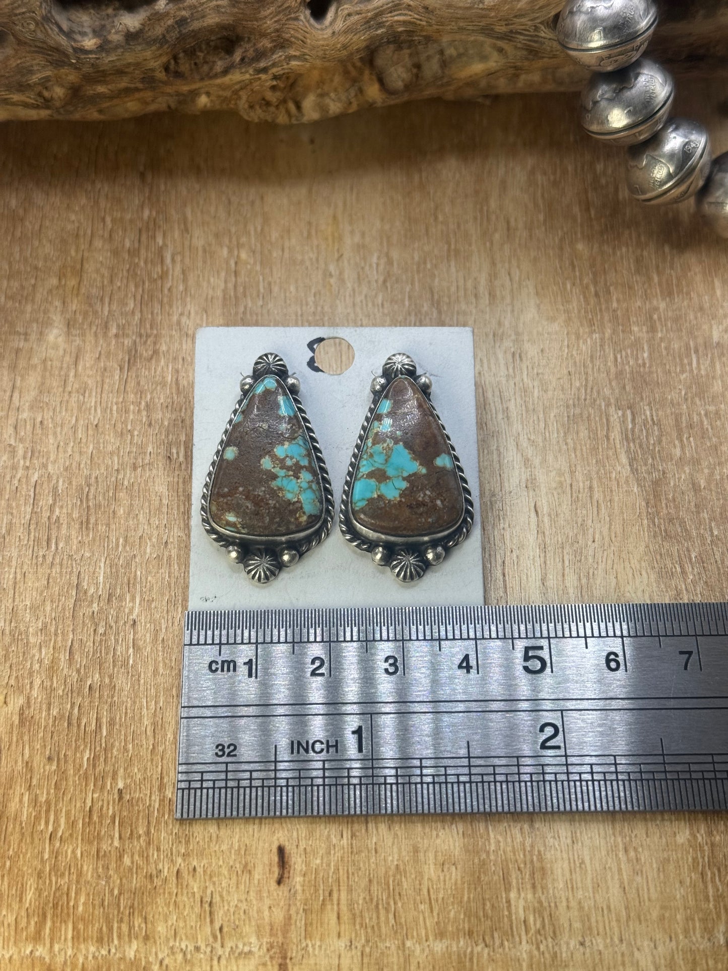 Mine #8 Turquoise Stud Earrings A by Chassity Belone, Navajo
