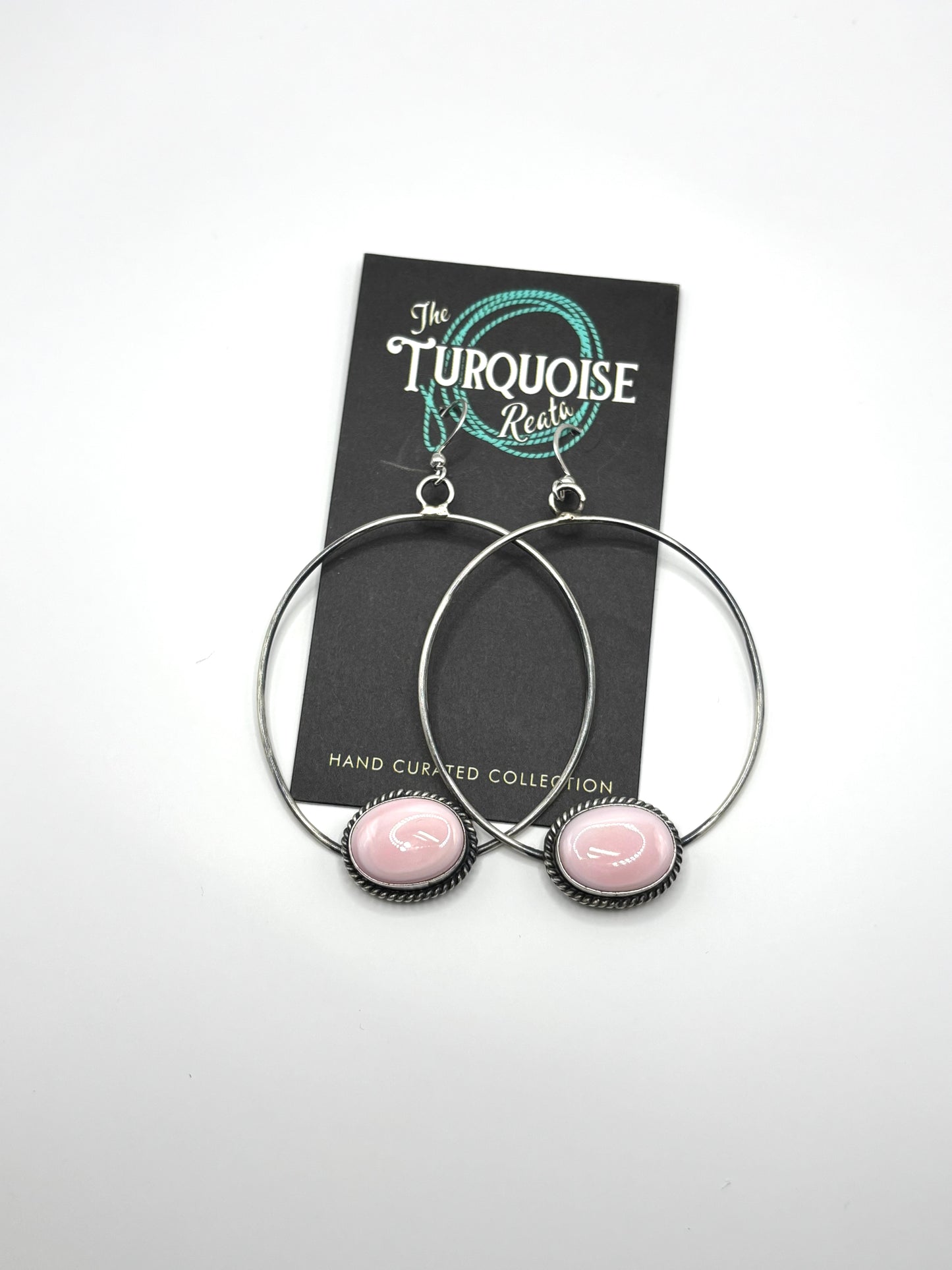 Pink Conch Hoop Earrings by Elouise Kee Navajo