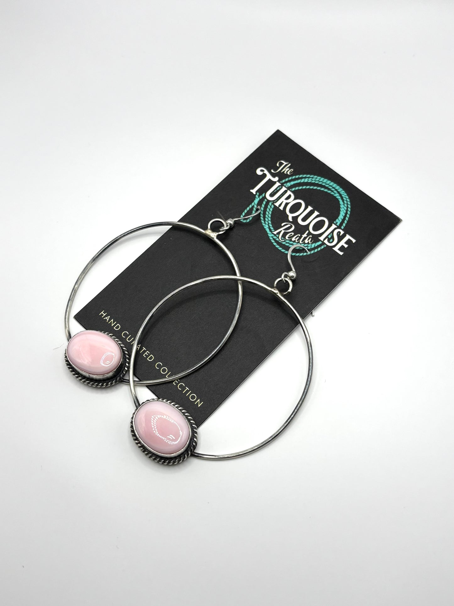 Pink Conch Hoop Earrings by Elouise Kee Navajo