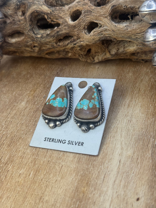 Mine #8 Turquoise Stud Earrings E by Chassity Belone, Navajo