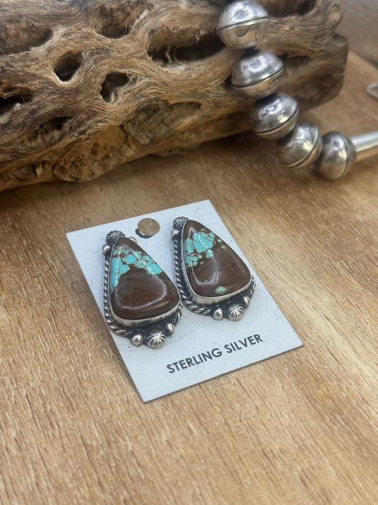Mine #8 Turquoise Stud Earrings F by Chassity Belone, Navajo