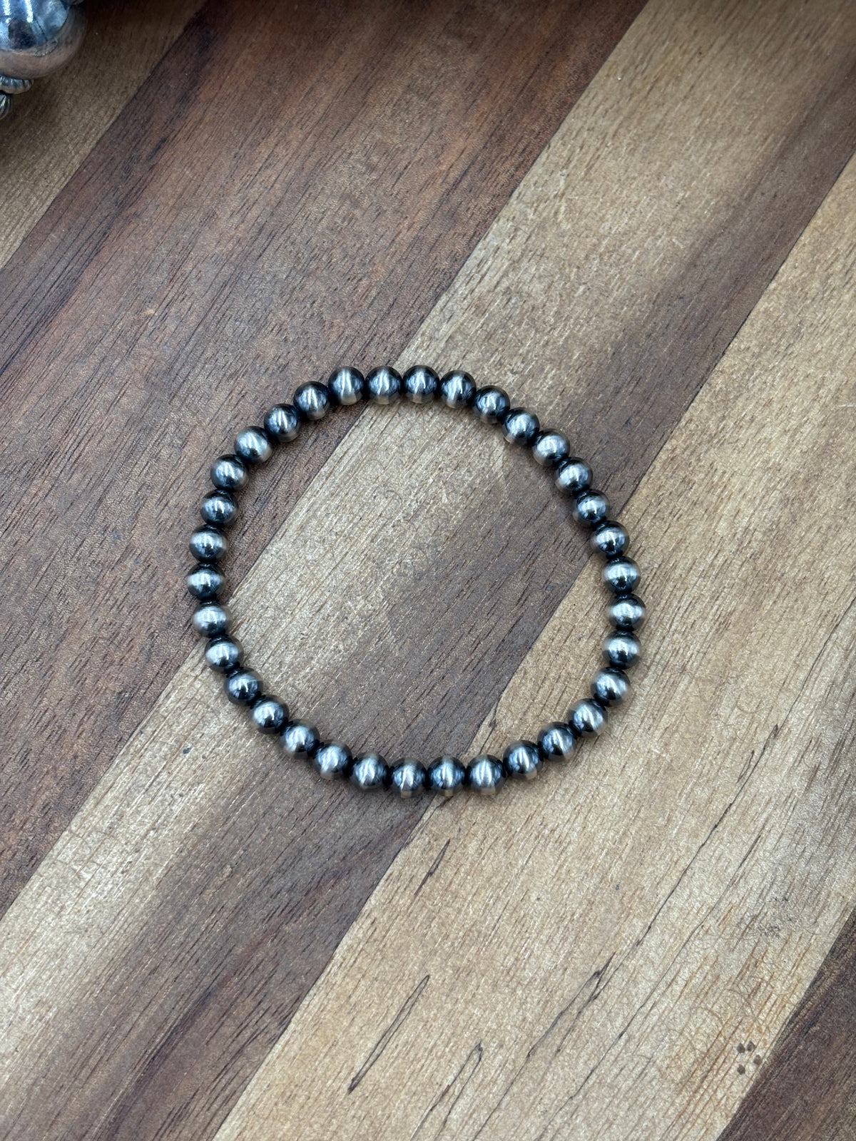 5mm #917-34 Sterling Silver Pearl Stretchy Bracelet