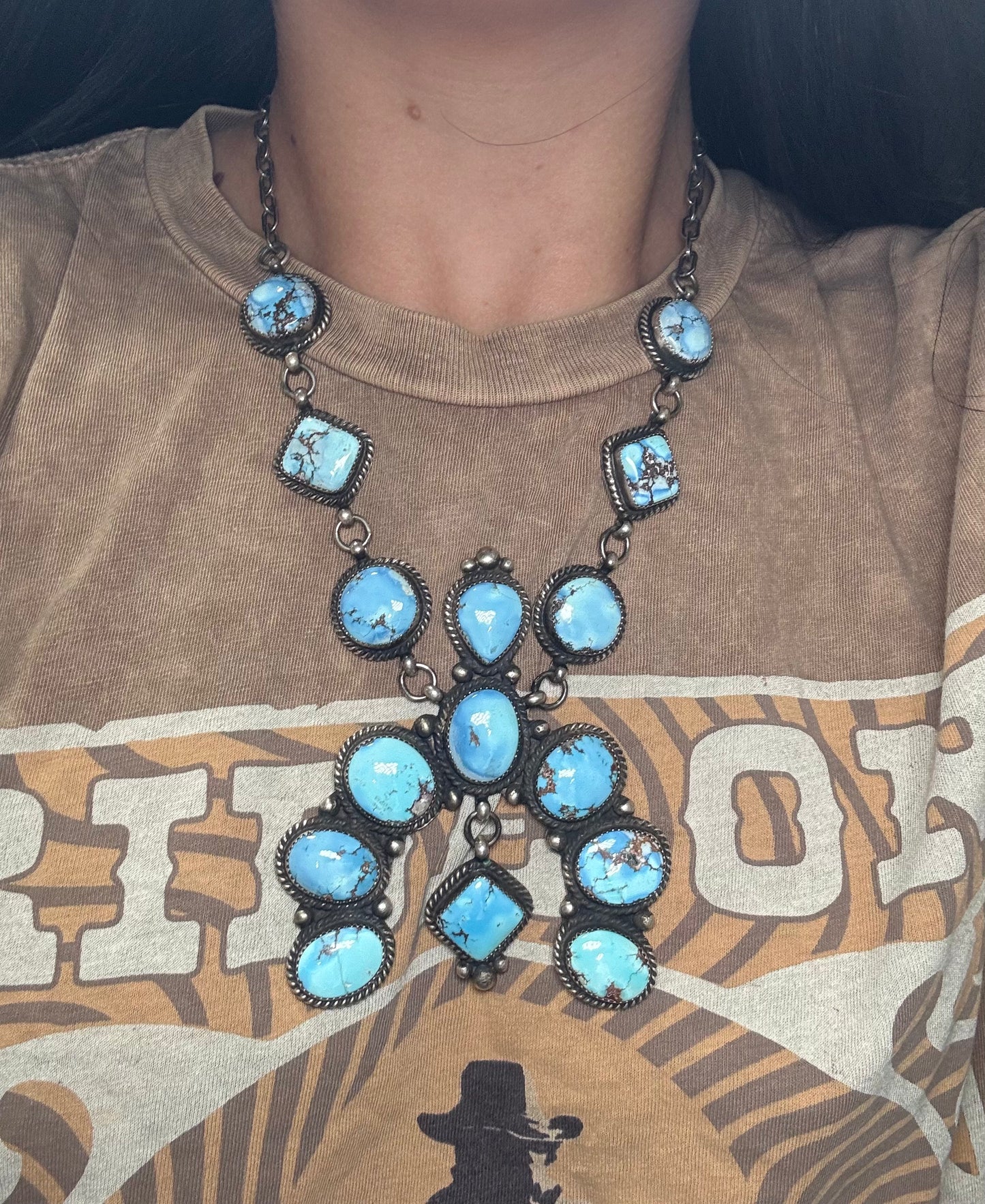 Golden Hills #101-10 Statement Naja Necklace by Devin Brown, Navajo