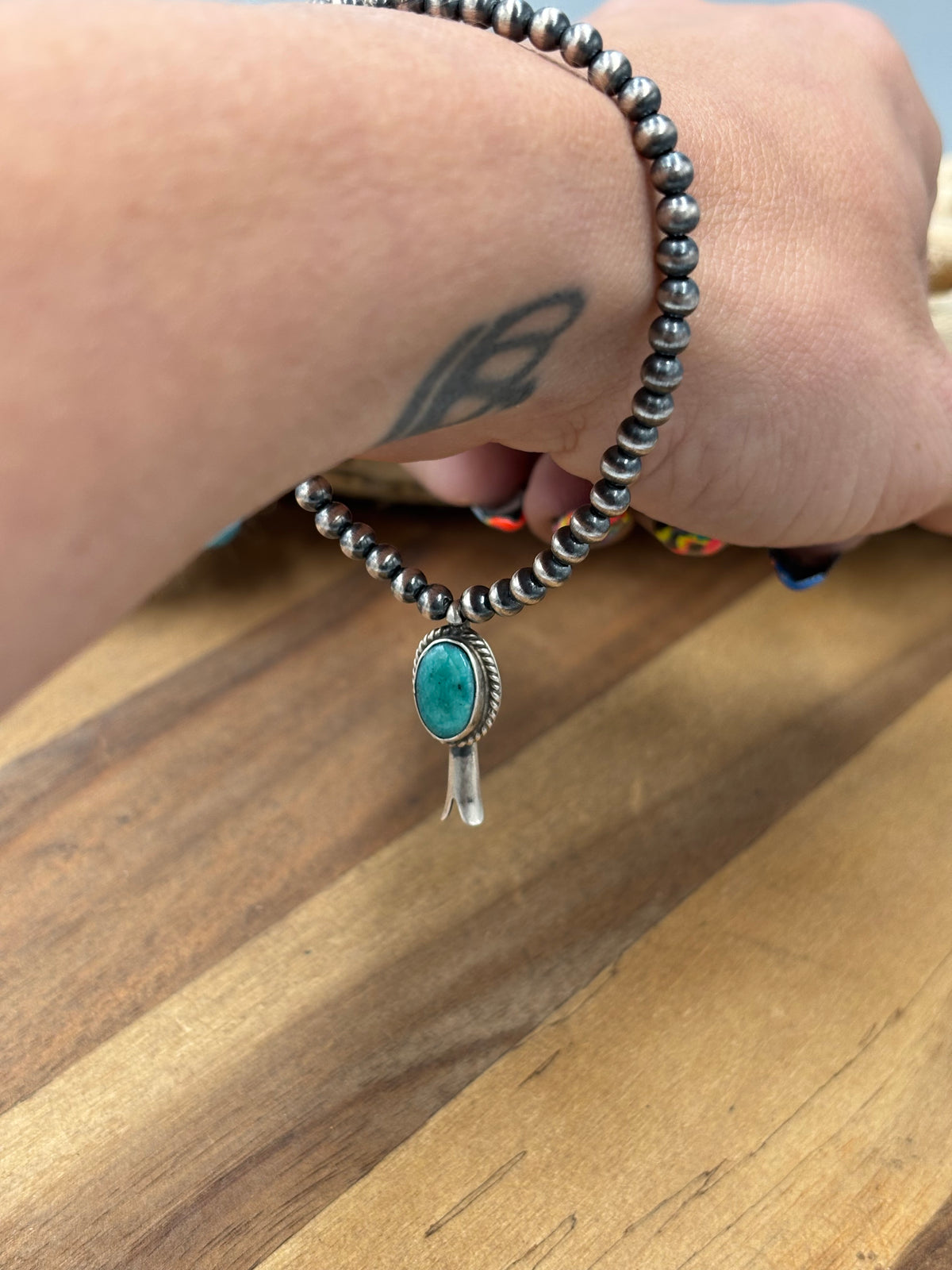 Turquoise Blossom #917-35 Sterling Silver Pearl Bracelet