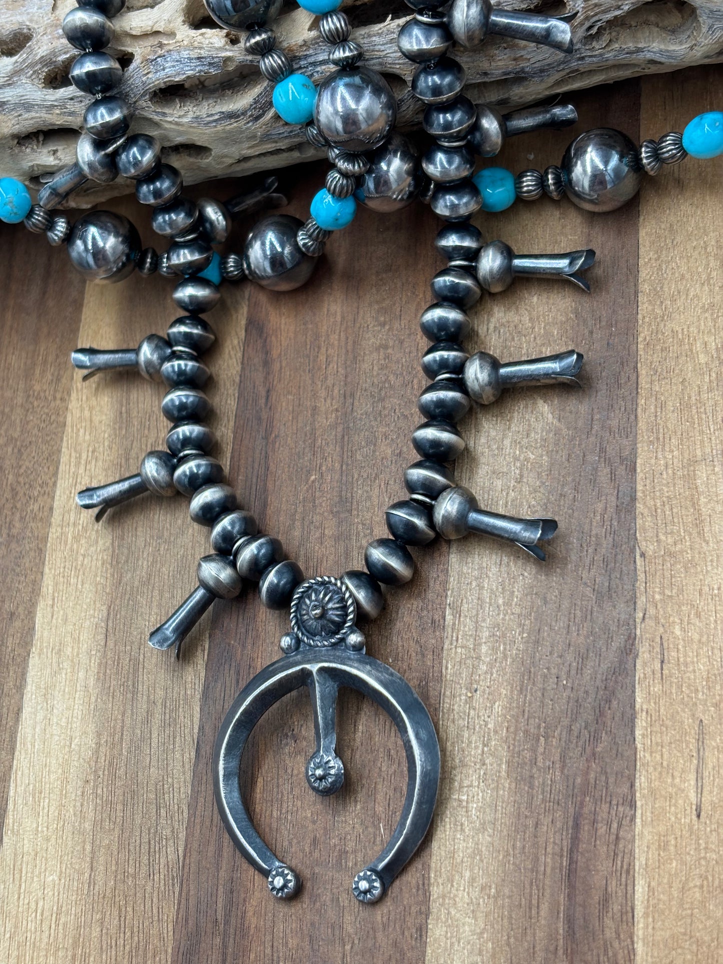 Sterling Silver #1030-11 Naja Squash Blossom Necklace by Preston Hailey, Navajo