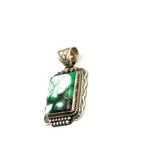 Emerald Rose Pendant by Gilbert Platero, Navajo