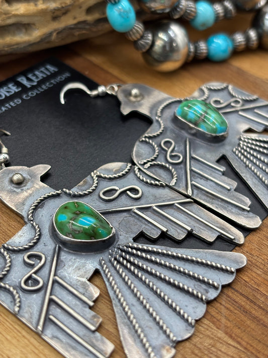 Sonoran Gold Thunderbird Earrings by Tawney N, Navajo