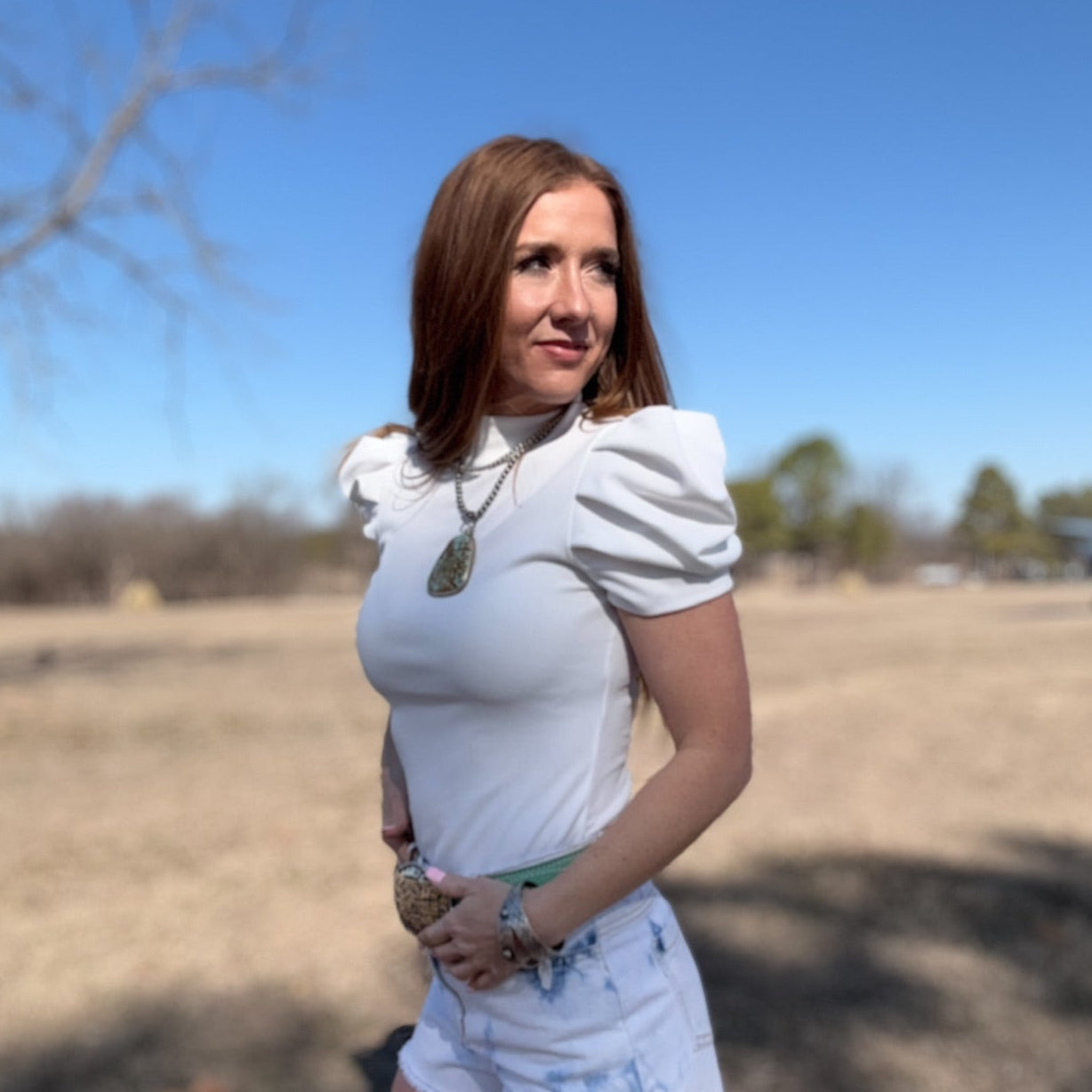 The Victoria White Puff Sleeve Bodysuit Top