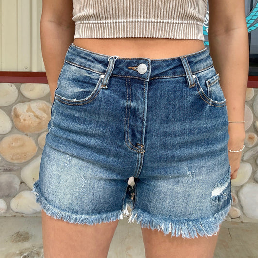 The Steph – Dark Wash High Rise Shorts