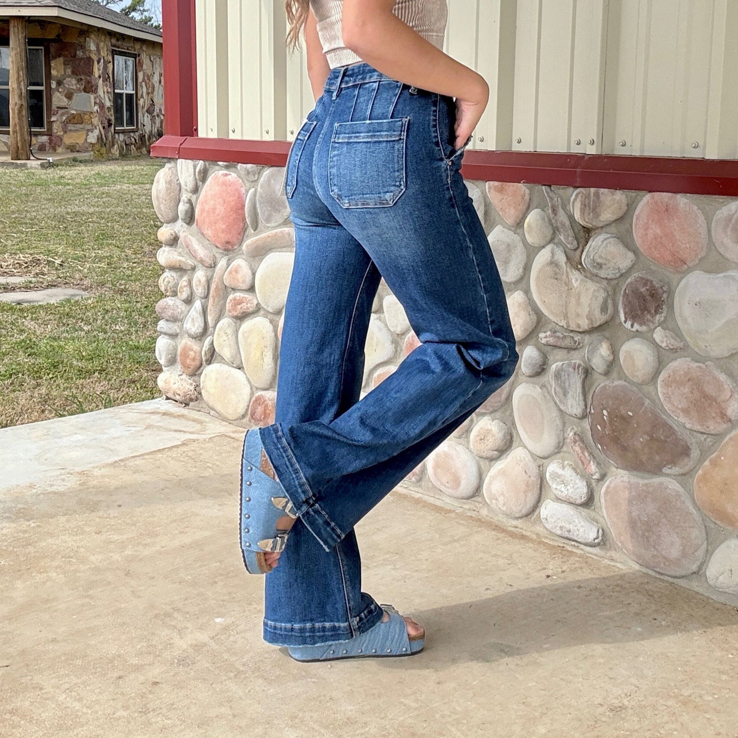 The Moxie High Rise Wide Leg Slanted Pocket Jean (Regular & Plus Size)
