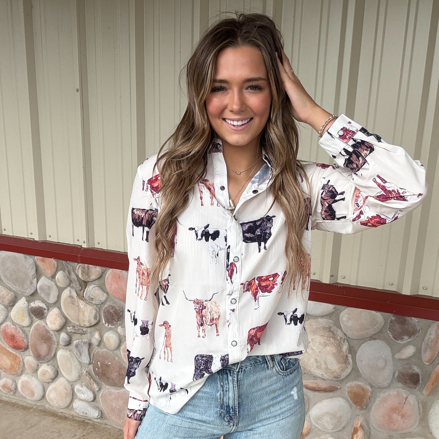 'Til The Cows Come Home Pearl Snap Blouse