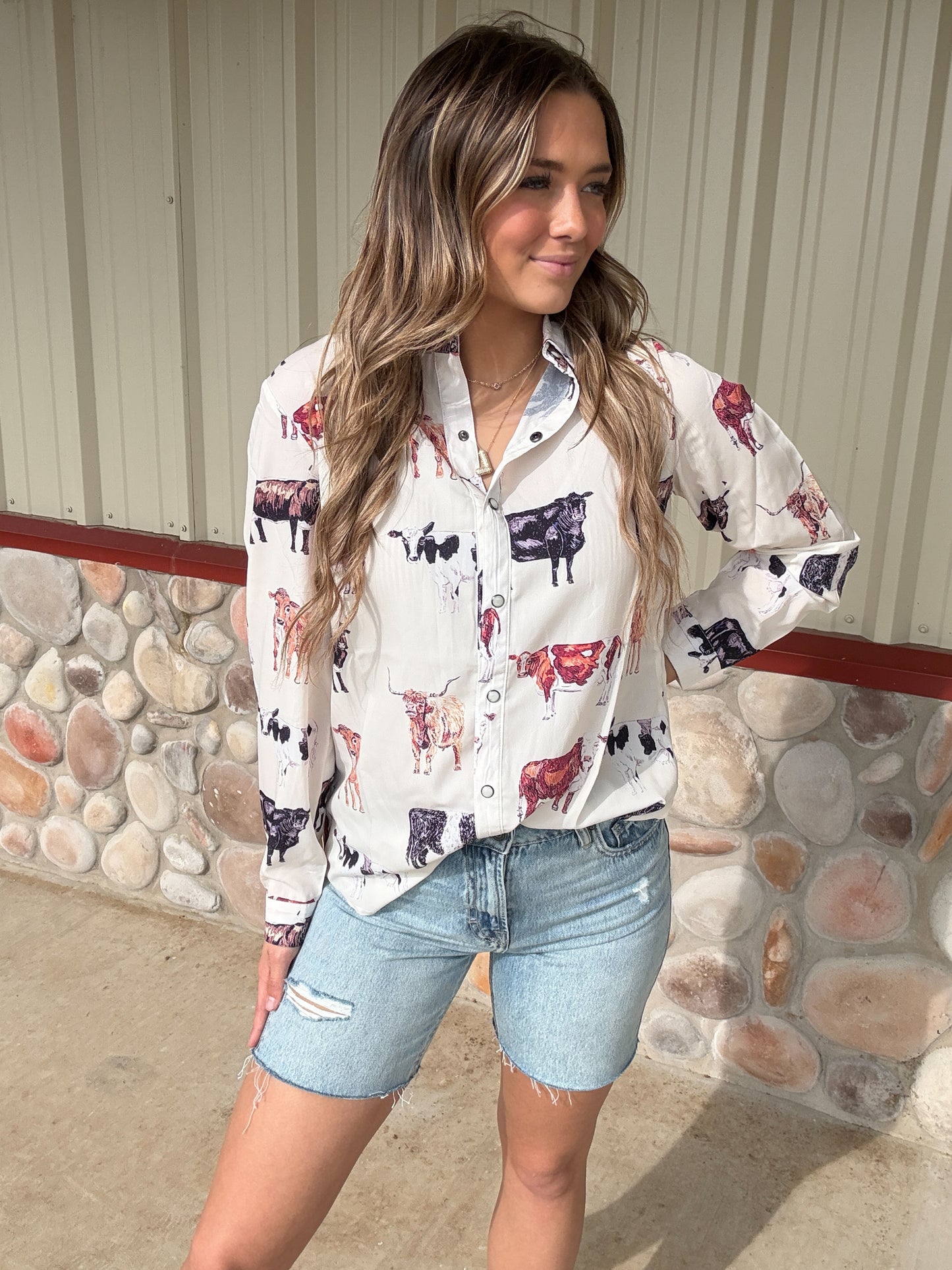 'Til The Cows Come Home Pearl Snap Blouse