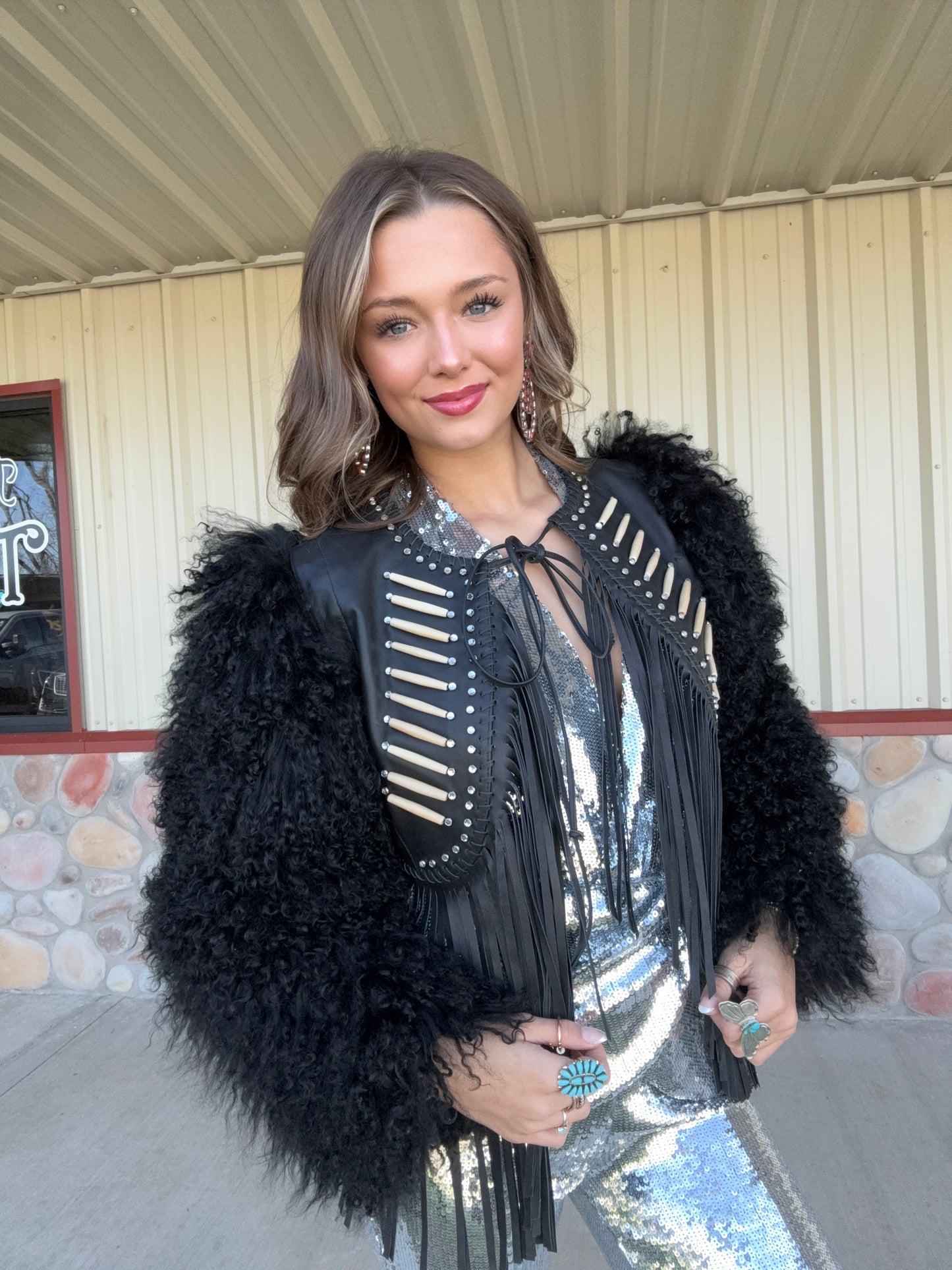 Vegas Woolie Jacket by Double D Ranch - Black