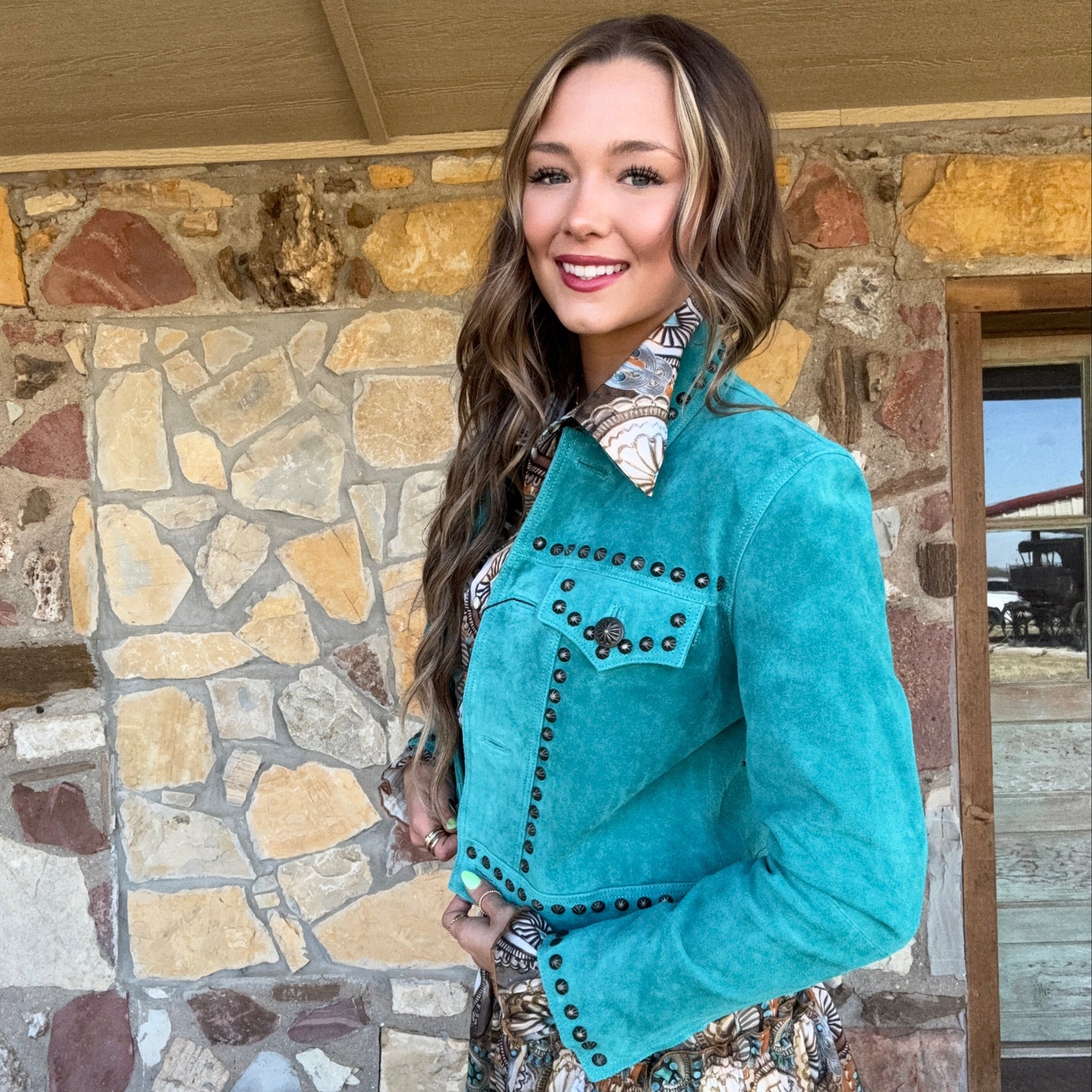 Turquoise Mafia Studded Jacket