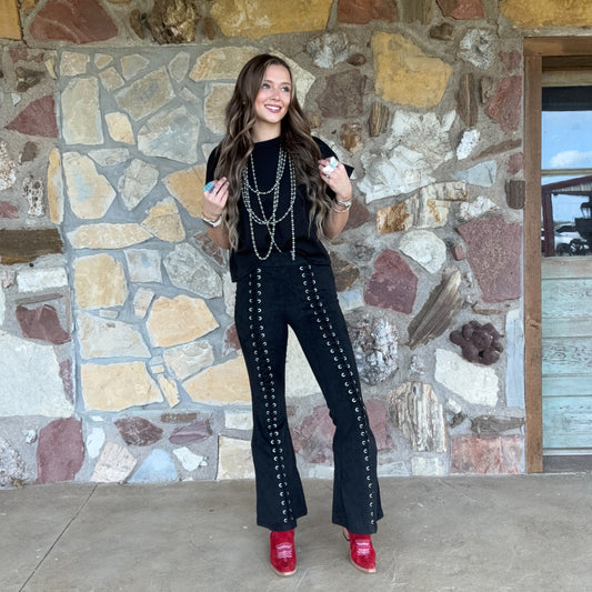 Sundance Suede Lace Flare Pants