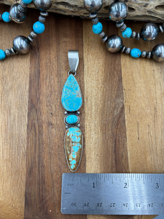 Three Stone Turquoise Pendant "A"