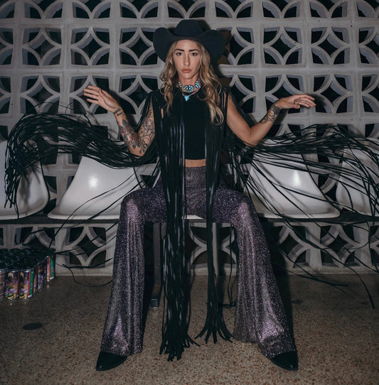 777 Black Leather Cape