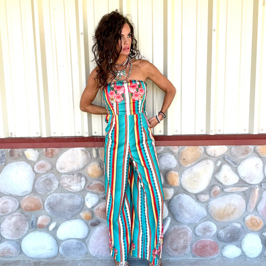 The Wildflower Serape Sunset Strapless Jumper