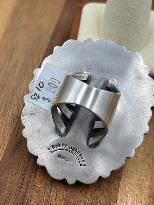 Turquoise Cluster Ring Size 10 by Bobby Johnson, Navajo