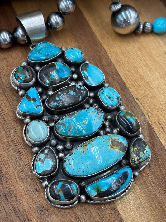 Mixed Turquoise Cluster Pendant by Ella Peters