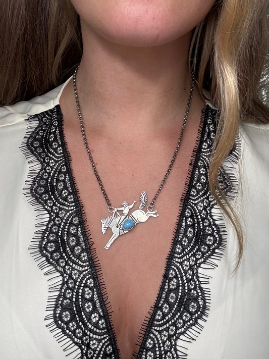 Golden Hills #922-34 Bronc Necklace by Charles Johnson II, Navajo