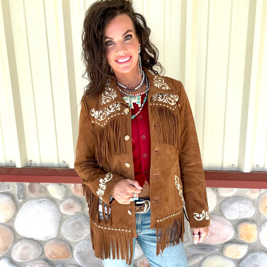 Scully Gold Embellished Leather Jacket